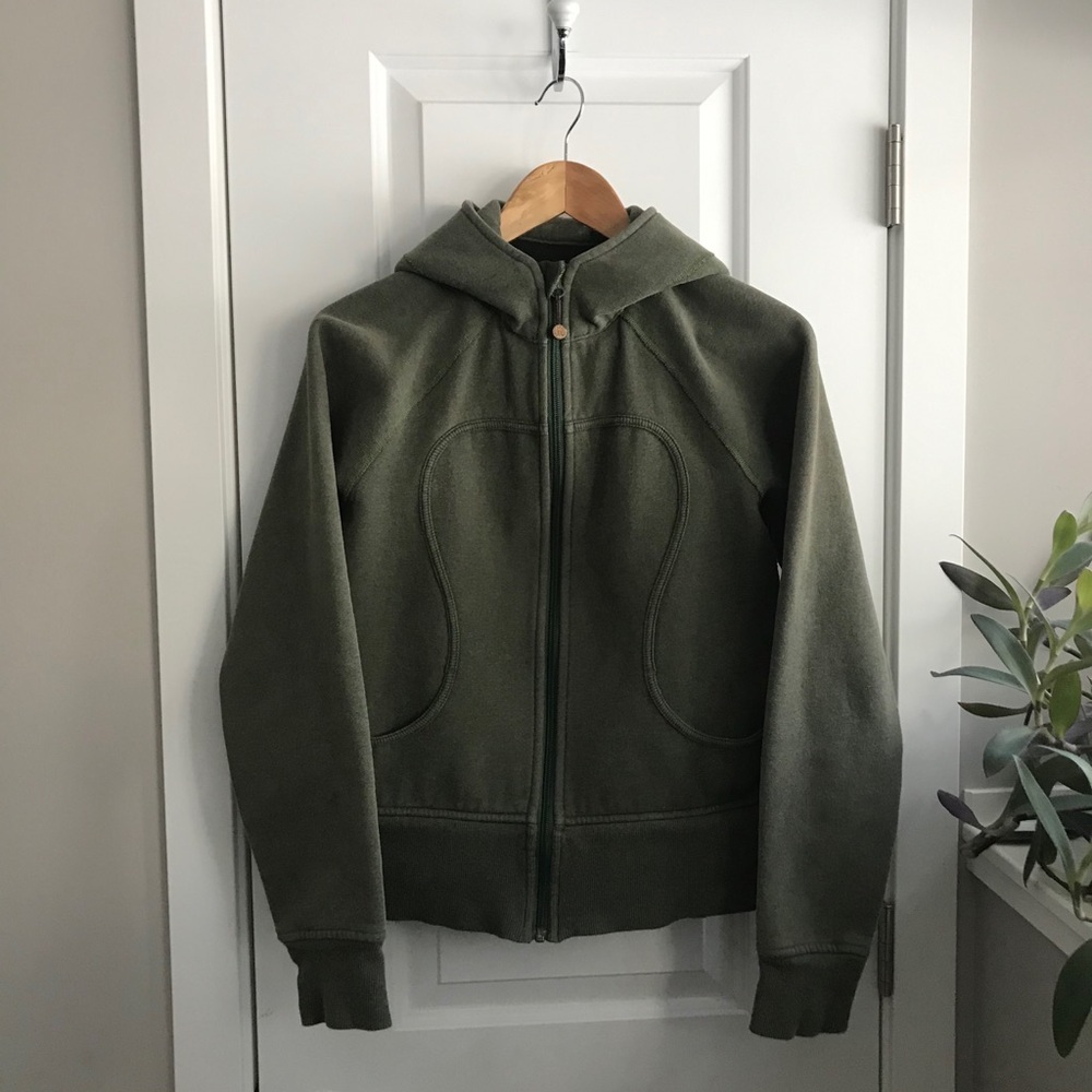 LULULEMON Scuba Hoodie Olive Green Heather Sz 10